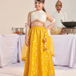 pspeaches Girls Floral Woven Lehenga Choli with Dupatta image 1