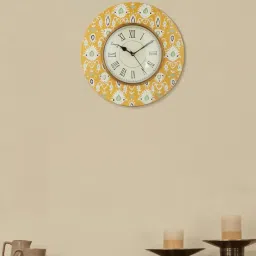 fabindia Jagrati Geometric Print Wooden Wall Clock image 1