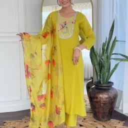 svaraa Women Embroidered Straight Kurta Set image 1