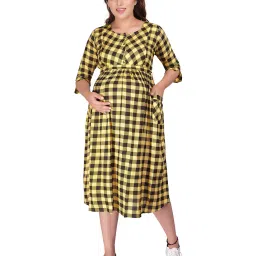 mamma's maternity Checked Bracelet-Sleeve Dress image 1