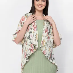 lela Floral Print Ribbed Shrug image 1