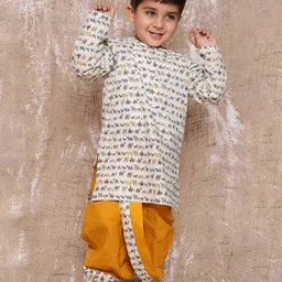 aj dezines Boys Graphic Print Kurta Dhoti Set image 1
