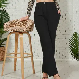 Shein Full Length High Rise Ribbed Pleated Flared Fit Pants image 1