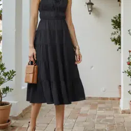 Shein Party Spaghetti Strap Cinched Waist Midi Tiered Dress-picture-28