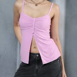 Shein Spaghetti Strap Ruched Fitted Short Top-picture-18