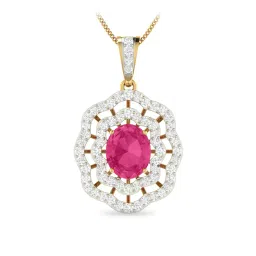 pc jeweller 18KT Yellow Gold The Asenka Diamond & Gemstone Pendant image 1