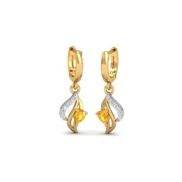 kuberbox Citrine Studded Yellow Gold Huggie Earrings image 1