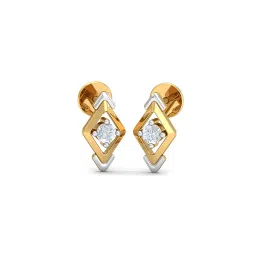 kuberbox Yellow Gold Auqamarine Studded Stud Earrings image 1