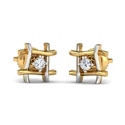 kuberbox Yellow Gold Diamonds Studded Stud Earrings image 1