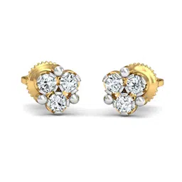 kuberbox Diamond Studded Yellow Gold Stud Earrings image 1
