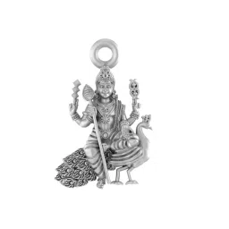 akshat sapphire 925 Sterling Silver Lord Kartikeya Pendant image 1