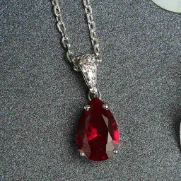 clara 925 Sterling Silver Rhodium-Plated Pendant with Chain image 1