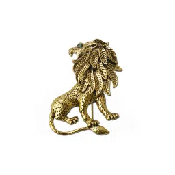 mahi Gold Antique Vintage Lion Brooch Pin image 1