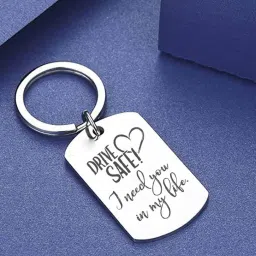 yellow chimes Drive Safe Message Keychain Pendant image 1