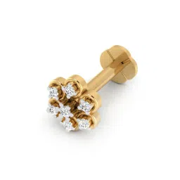 iski uski Floral-Design Yellow Gold Diamond Nosepin image 1