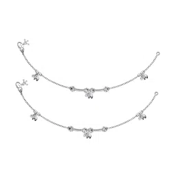 lecalla Silver-Plated Anklets with Beads image 1