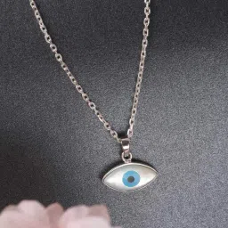 clara 925 Sterling Silver Evil Eye Marquise Pendant with Chain image 1
