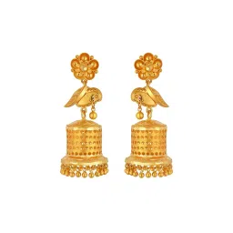 joyalukkas Floral-Design Yellow Gold Jhumka Earrings image 1