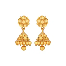 joyalukkas Floral-Design Yellow Gold Jhumka Earrings image 1
