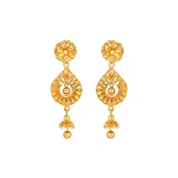 joyalukkas Floral-Design Yellow Gold Drop Earrings image 1