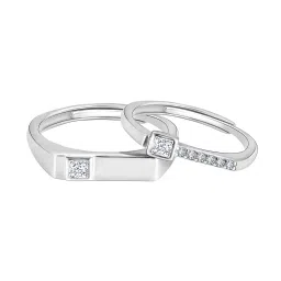 giva Sterling Silver Stone-Studded Couple Ring Set image 1
