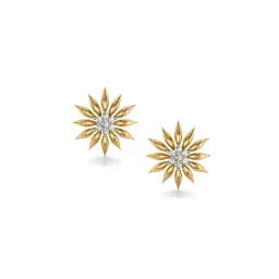 avsar Yellow Gold Floral Design Stud Earrings image 1