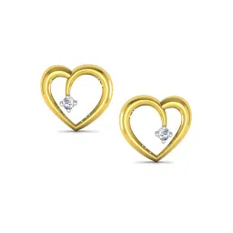 avsar Yellow Gold Heart Shape Stud Earrings image 1