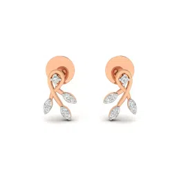 avsar Yellow Gold Rose-Gold-Plated Stone-Studded Stud Earrings image 1