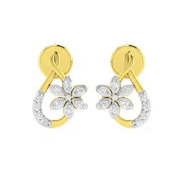 avsar Yellow Gold Stone-Studded Stud Earrings image 1