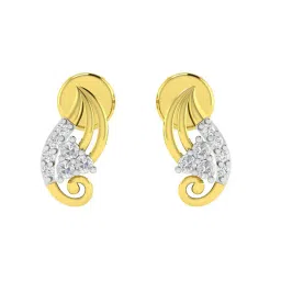 avsar Yellow Gold Stone-Studded Stud Earrings image 1