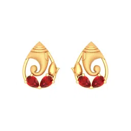 p.c. chandra jewellers Yellow Gold Ganesha Design Stud Earrings image 1