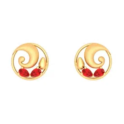 p.c. chandra jewellers Yellow Gold Round Shape Stud Earrings image 1