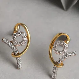 clara Sterling Sliver Gold-Plated Stone-Studded Stud Earrings image 1