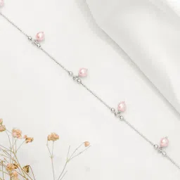 zavya Sterling Silver Pearl Beaded Anklet image 1