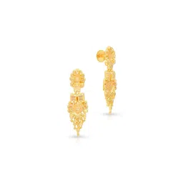 malabar gold & diamonds Yellow Gold Temple Drop Earrings image 1