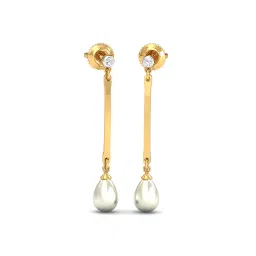 kuberbox Yellow Gold Diamond and Pearl Mauktik Drop Earrings image 1