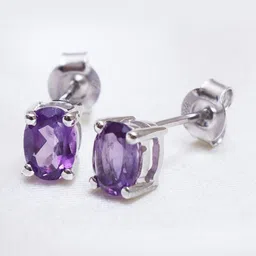 hiflyer jewels Sterling Silver Amethyst Stud Earrings image 1