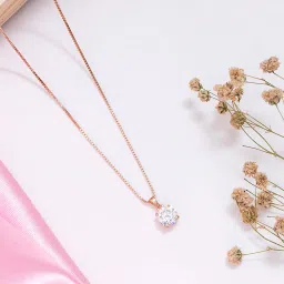 zavya Solitaire Rose Gold Silver Necklace image 1