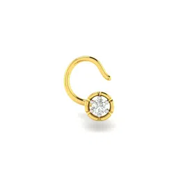 avsar Yellow Gold Diamond-Studded Nilam Nose Pin image 1