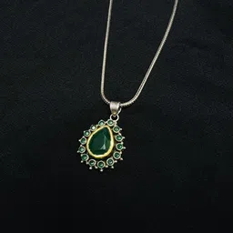 arte Women Sterling Silver Oxidised Pendant with Chain image 1