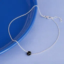 giva Silver Black Bead Anklet image 1