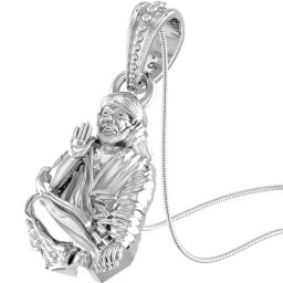akshat sapphire Sterling Silver Shree Sai Baba Pendant with Chain image 1
