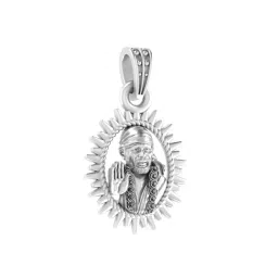 akshat sapphire Sterling Silver Sai Baba Pendant with Chain image 1