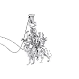 akshat sapphire Sterling Silver Maa Durga Pendant with Chain image 1