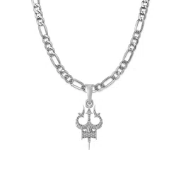 akshat sapphire Sterling Silver Trishul Pendant with Chain image 1