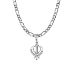 akshat sapphire Sterling Silver Khanda Pendant with Chain image 1