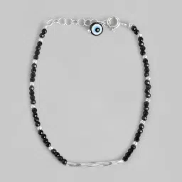 zavya Sterling Silver Evil Eye Charms Bracelet with Beads image 1