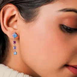 giva Sterling Silver Rose Gold-Plated Flying Colours Dangler Earrings image 1
