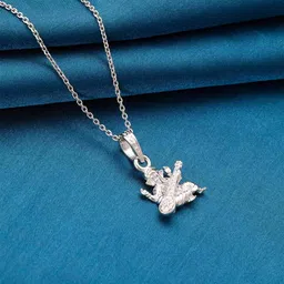 giva Sterling Silver Ganapati with Veena Pendant Chain image 1