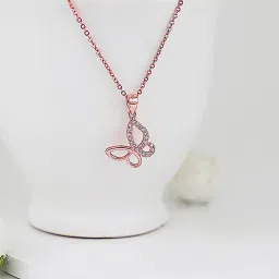 giva Rose Gold Zircon Butterfly Pendant Chain image 1